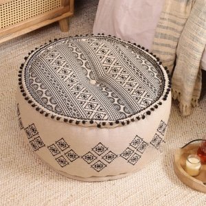 Best sellers Black and beige tribal boho ottoman pouf