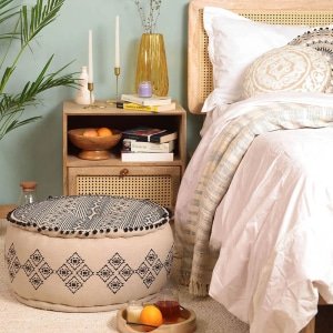 Best sellers Black and beige tribal boho ottoman pouf 2