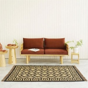 Black and natural navajo boho rug 2
