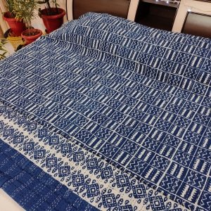 Best sellers Blue checkered boho queen bedspread 3