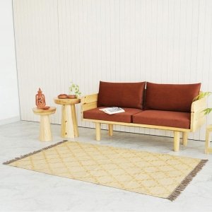 Boho tan diamond pattern rug 4