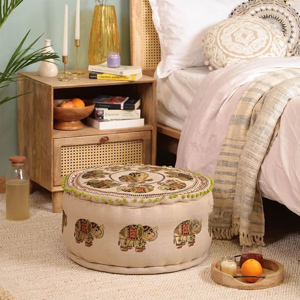 Elephant pattern boho ottoman pouf Elephant pattern boho ottoman pouf - Image 3
