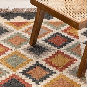 New Arrivals Multicolor diamond pattern boho rug