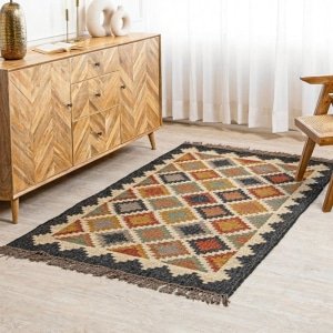 New Arrivals Multicolor diamond pattern boho rug 2