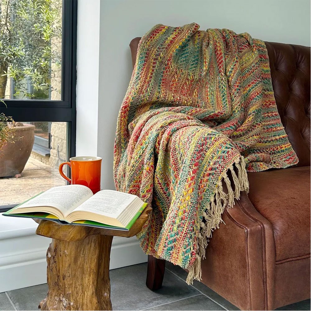 Multicolor striped boho throw blanket Multicolor striped boho throw blanket