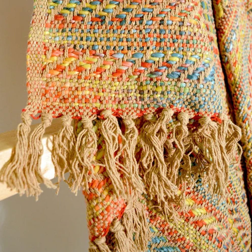 Multicolor striped boho throw blanket Multicolor striped boho throw blanket - Image 4