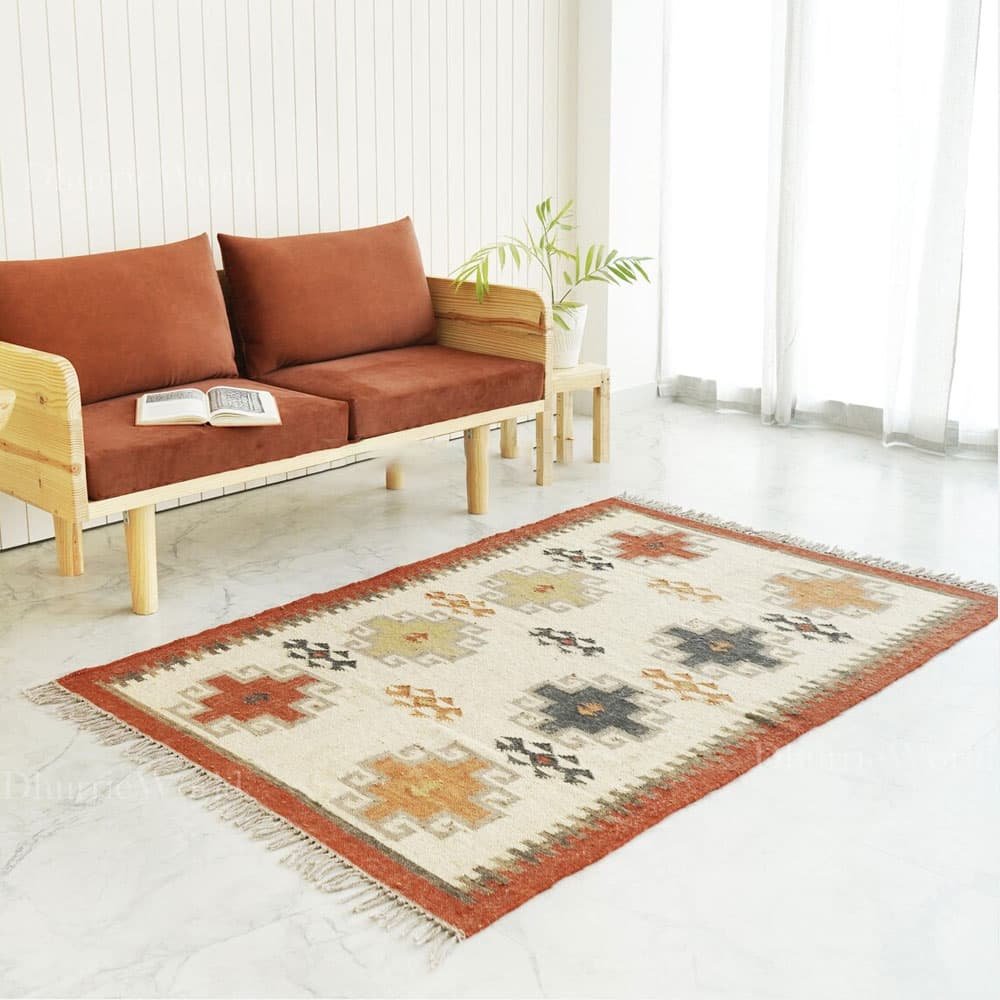 Rust bordered navajo boho rug Rust bordered navajo boho rug