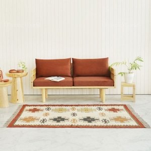 Rust bordered navajo boho rug 2