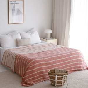 Soft striped muslin boho bedspread