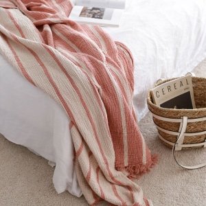 Soft striped muslin boho bedspread 3