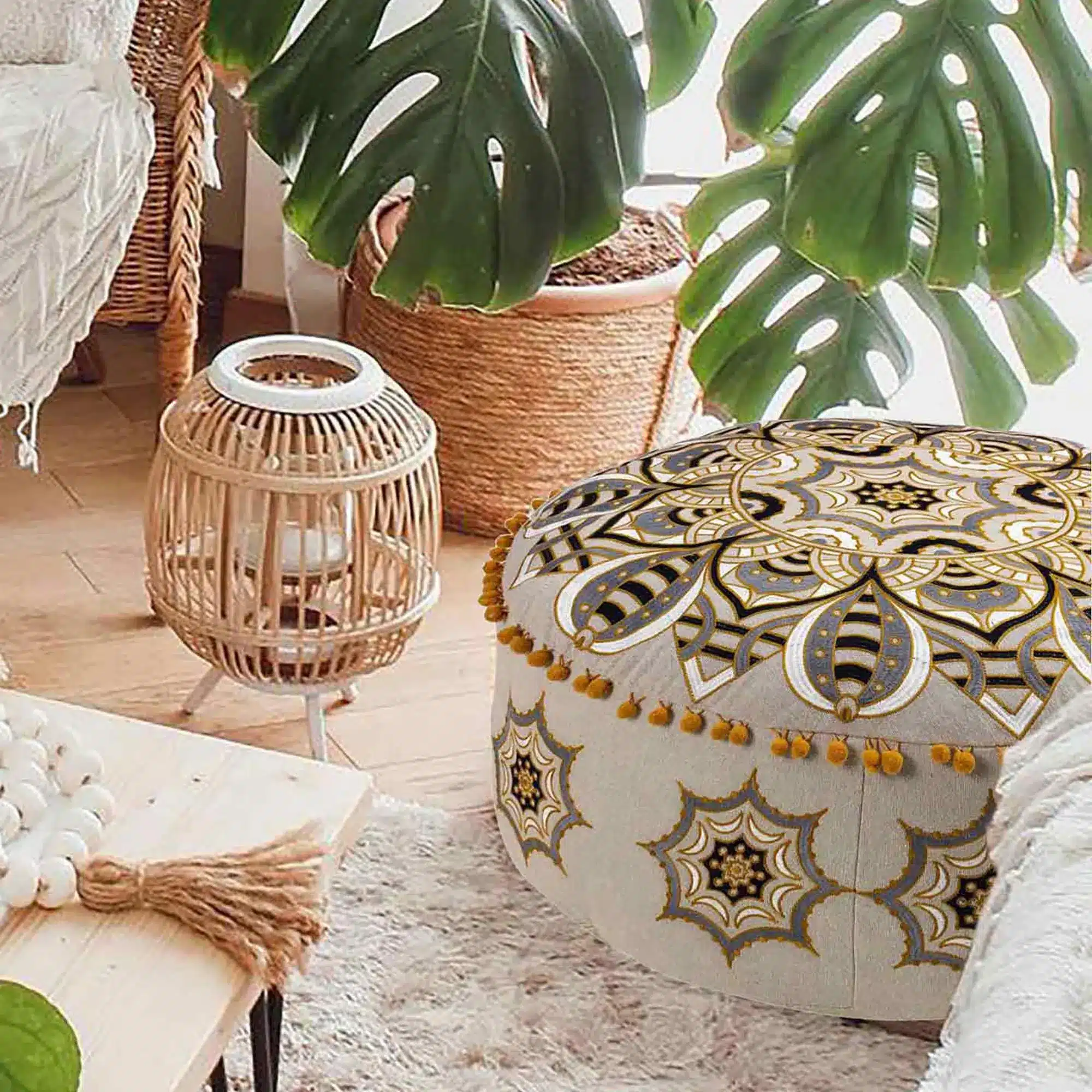 How Do I Choose The Right Size Boho Ottoman Pouf? embroideried boho ottoman